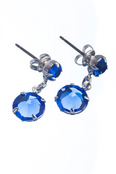 krystalové náušnice - královská modrá