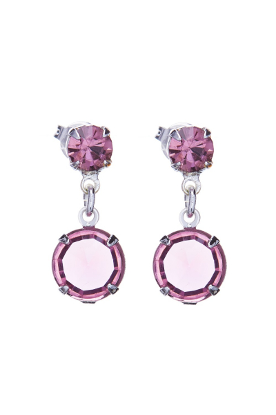 světle fialové krystalové náušnice