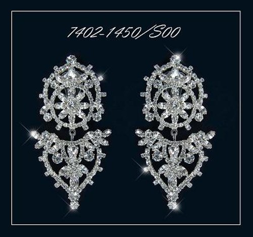 exklusivní štrasové náušnice, puzeta, krystal / stříbrná galvanizace