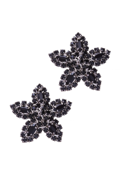 exklusivní štrasové náušnice, černá / paladium