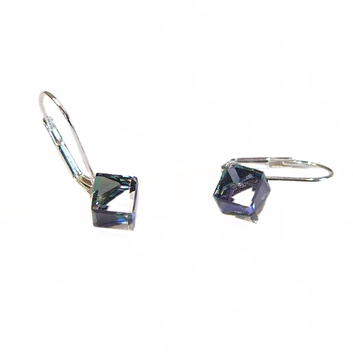 náušnice, klapka, stříbrná galvanizace,swarovski