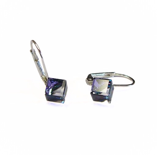 náušnice, klapka, stříbrná galvanizace,swarovski