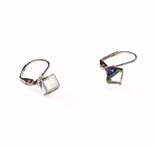 náušnice, klapka, stříbrná galvanizace,swarovski