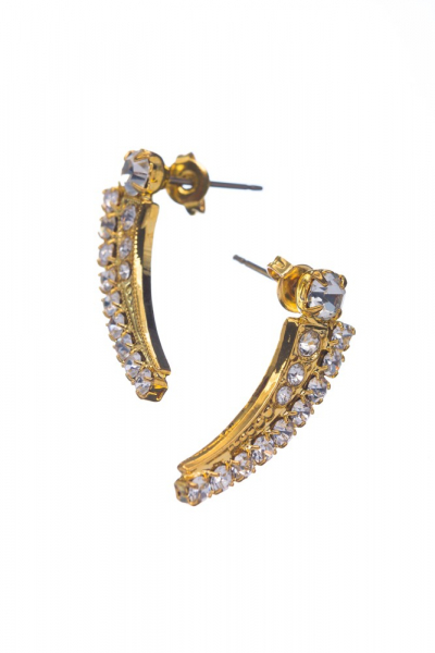 štrasové náušnice, zlatá galvanizace