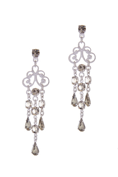 Jemné náušnice s filigránem, rhodiový pokov