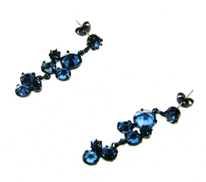 Visací náušnice z českých barevných krystalků – šatonů