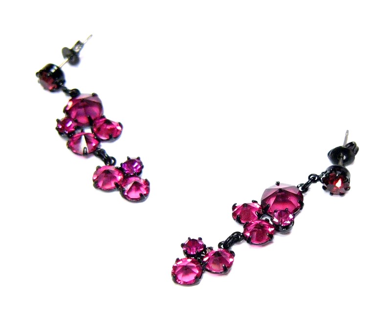 Visací náušnice z českých barevných krystalků – šatonů