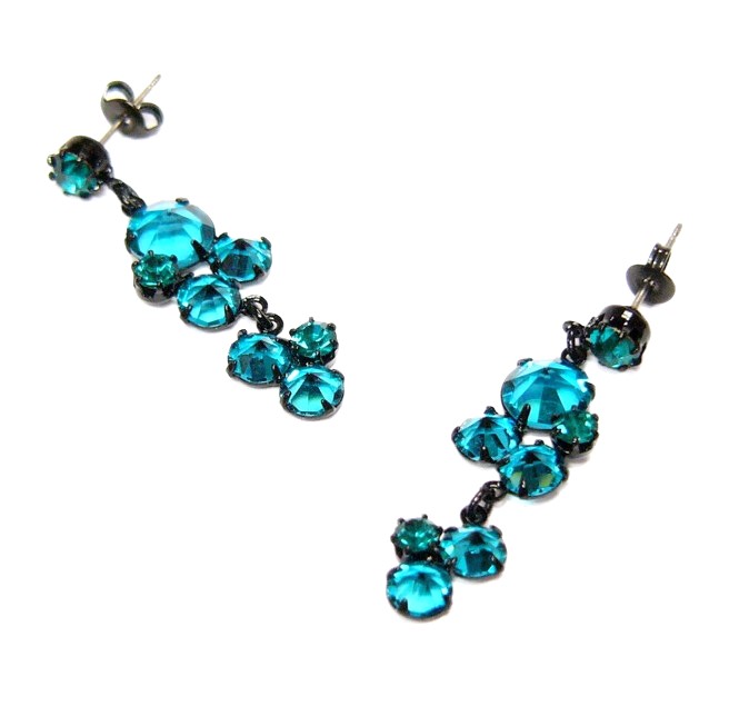 Visací náušnice z českých barevných krystalků – šatonů