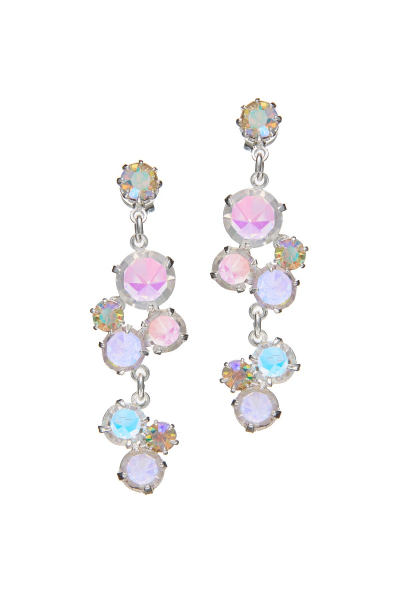 Krystal AB visací náušnice, galvanické stříbrná galvanizace