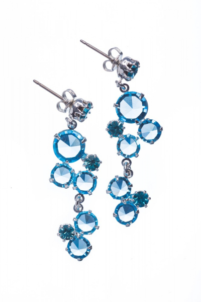 Křišťálové visací náušnice stříbrná galvanizace