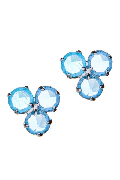 náušnice pecky s modrými krystalky