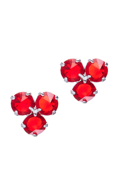 náušnice pecky z červených krystalků