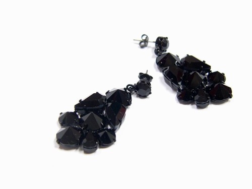 Černé náušnice z českých broušených krystalů, černé