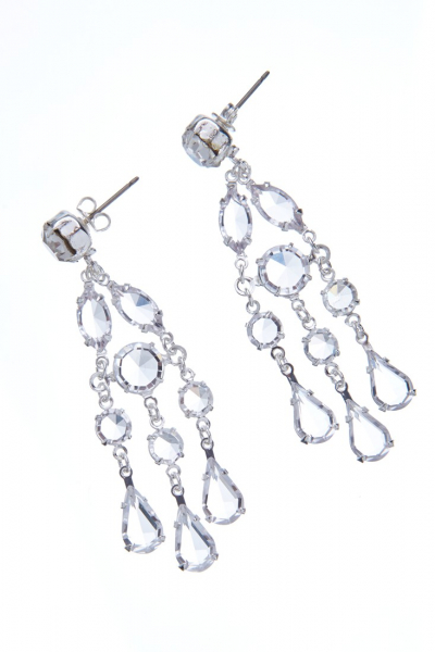 Jemné svěšované náušnice, rhodiový pokov