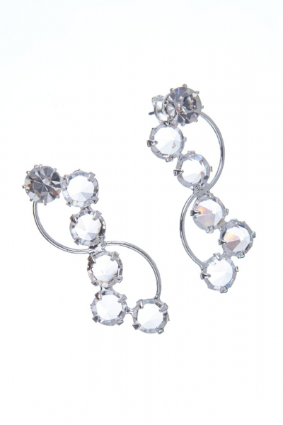 elegantní křišťálové náušnice, stříbrná galvanizace