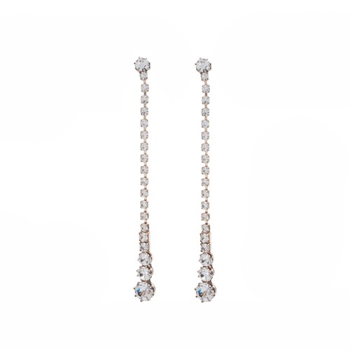 Long strass earrings, pink plated