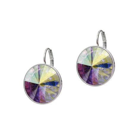 náušnice, klapka, krystal AB / stříbrná galvanizace