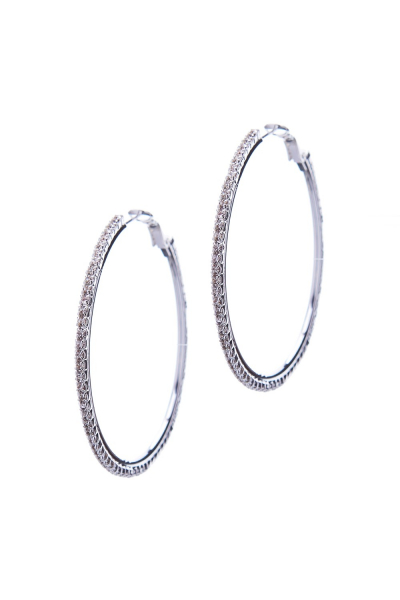 kruhové náušnice, kruh, krystal / stříbrná galvanizace