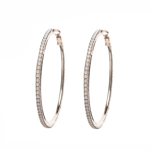 kruhové náušnice, bílý opál / růžová galvanizace