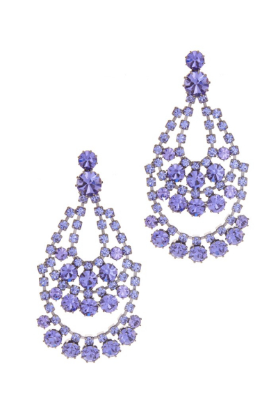 Elegantní štrasové náušnice, paladium