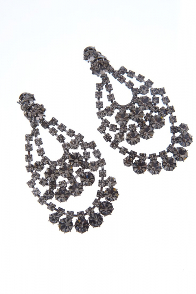 Elegantní štrasové náušnice, paladium