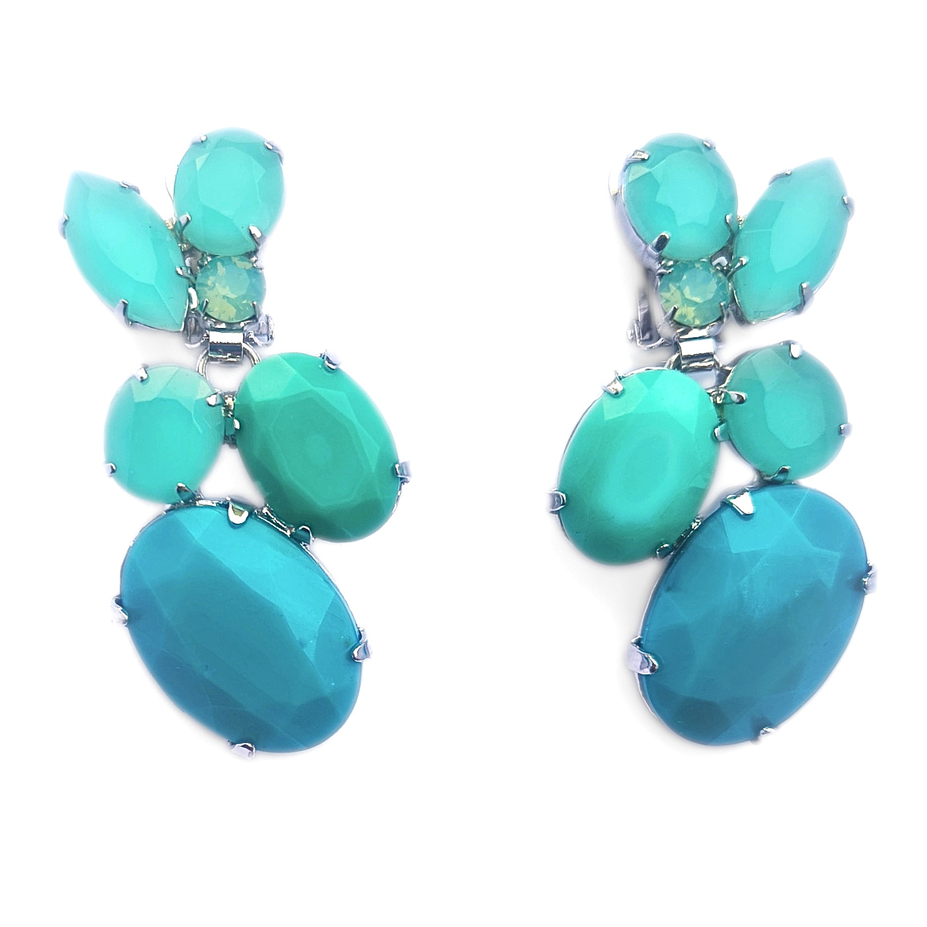 elegant earrings - clips, rhodium plating