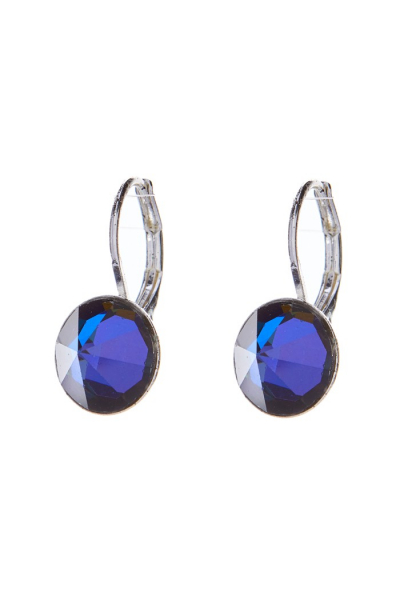 Náušnice na klapce s kamínkem, stříbrná galvanizace