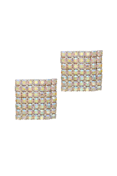 Duhové krystalové náušnice – pecky - čtverec