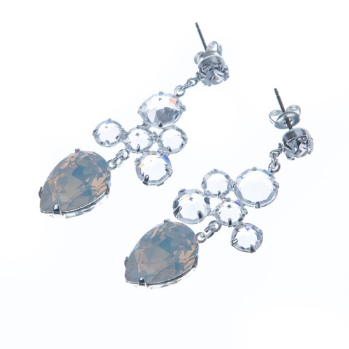 Krásné šanelové náušnice s hruškou Swarovski crystal component, stříbrná galvanizace