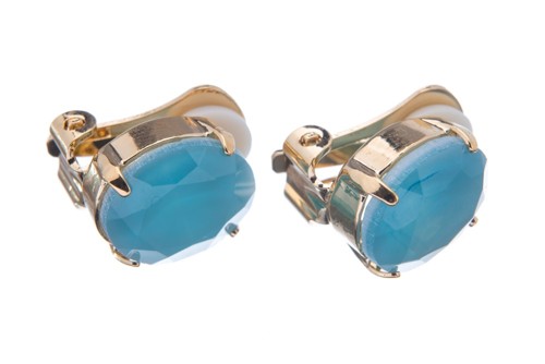 Náušnice klips se speciálním kamenem, modrý opál