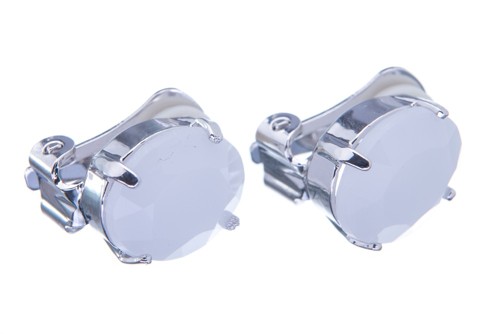 Náušnice klips se speciálním kamenem, bílý opál