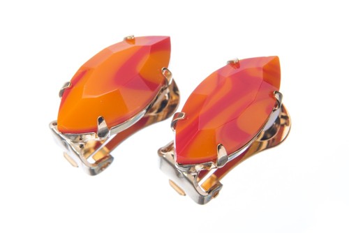 Náušnice se speciálním kamenem, oranžovo-červené