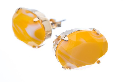 Náušnice se speciálním kamenem, bílo-žluté