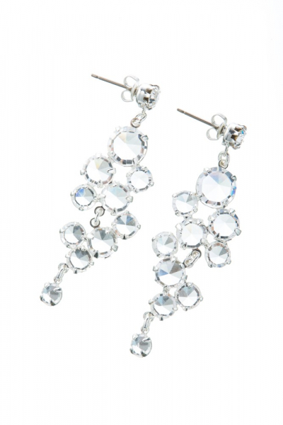 Visací šanelové náušnice, stříbrná galvanizace