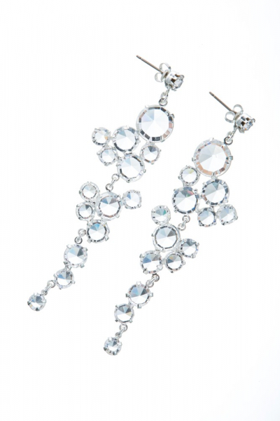 Visací šanelové náušnice, stříbrná galvanizace