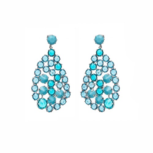 Náušnice krystalová kapka, modré