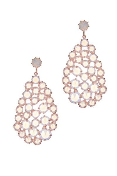 Náušnice opálová kapka v růžovém kovu