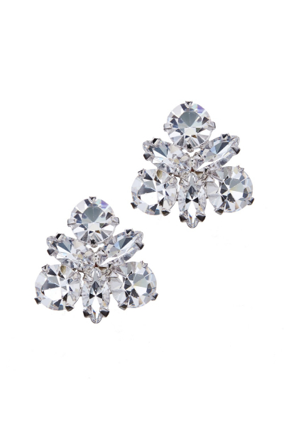 Štrasové náušnice z čirých krystalů, puzeta, galvanizace rhodium