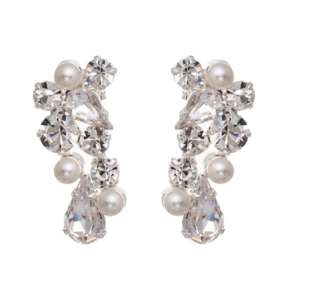 Crystal and pearles stud earrings