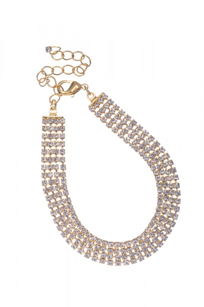 Štrasový náramek, zlatá galvanizace