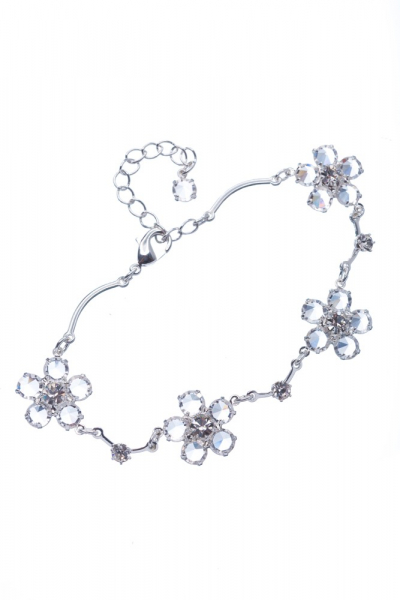 elegantní křišťálový náramek, krystal / stříbrná galvanizace