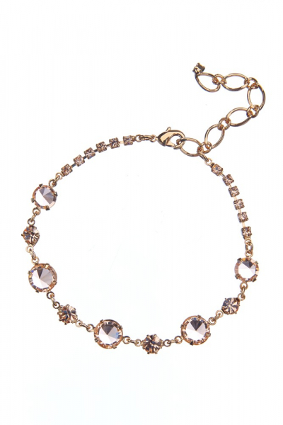 Třpytivý náramek broušených krystalů light peach