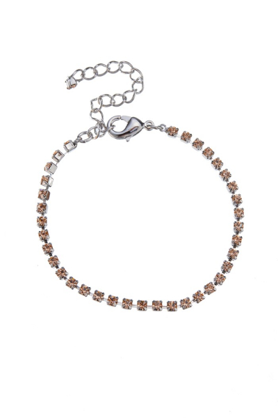 Jemný štrasový náramek ze šatonů light peach / rhodiový pokov