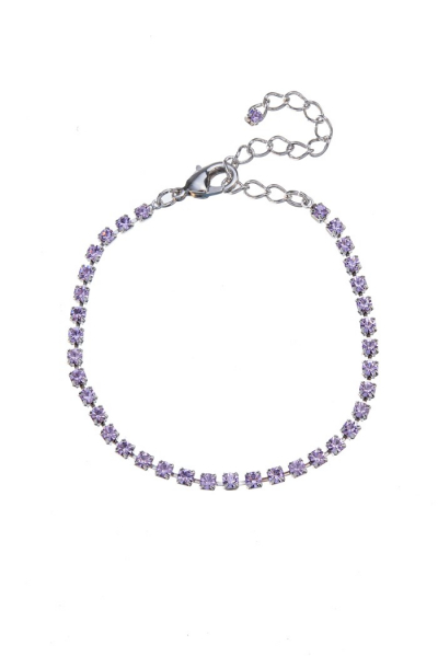 Jemný štrasový náramek ze šatonů violet / rhodiový pokov