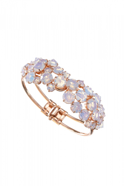 Exkluzivní módní náramek – bílý opál v růžovém kovu