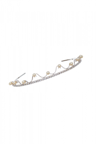 wedding tiara crystal + pearl / silver plated