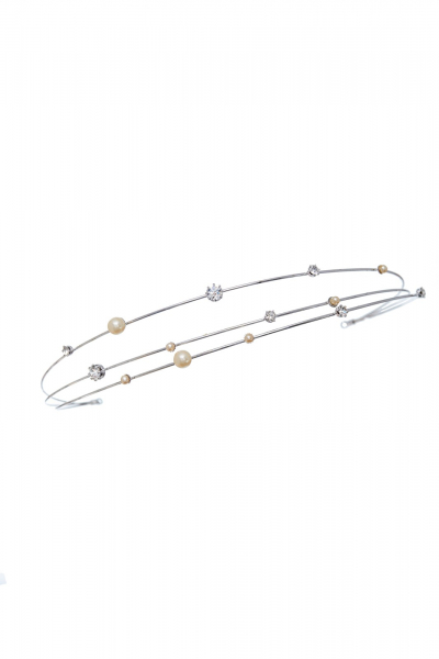 Jednoduchá čelenka s krystalky a champagne perličkami