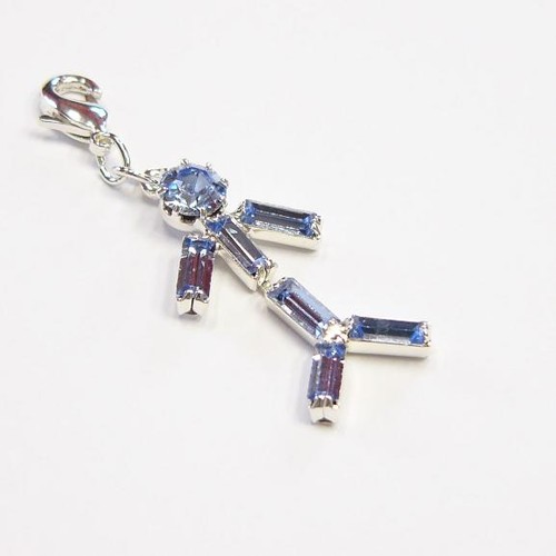 strass pendant, figure, lt. sapphire / silver plated