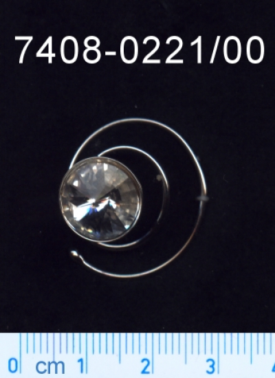 hair swirl crystal / silver plated