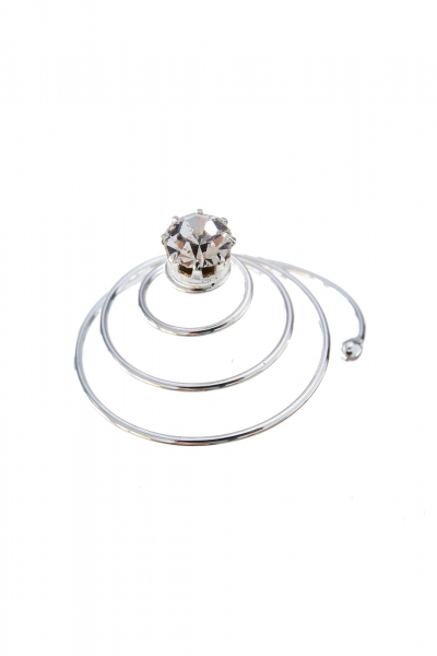 hair swirl crystal / silver plated